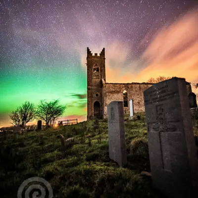 The Northern Lights over Linsfort Church