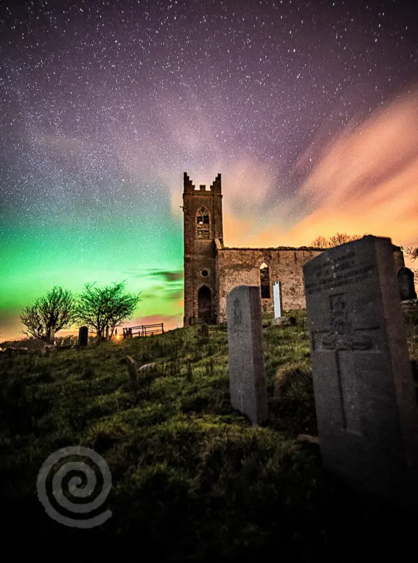 The Northern Lights over Linsfort Church