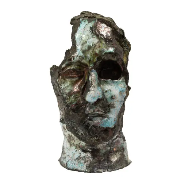 Head sculpture, 25cm x 15cm, Raku fired