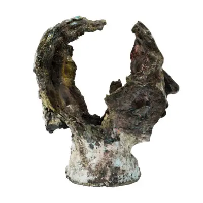 Head sculpture, 25cm x 15cm, Raku fired