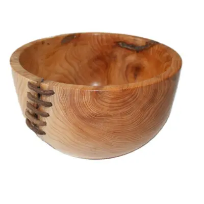 'Stitched' yew bowl