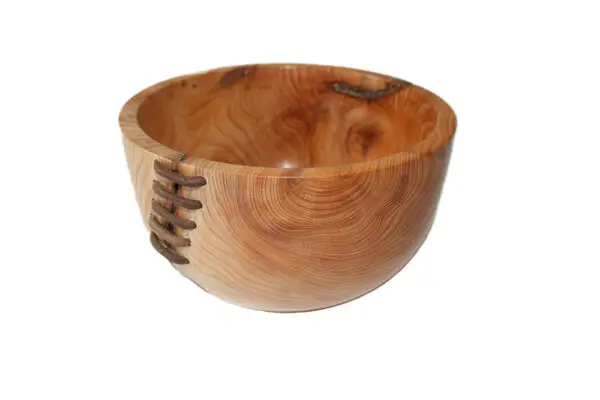 'Stitched' yew bowl