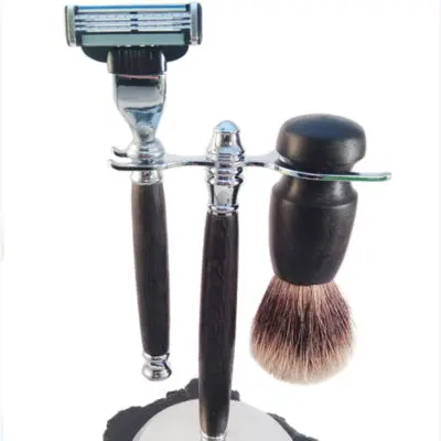 Bog oak shaving set