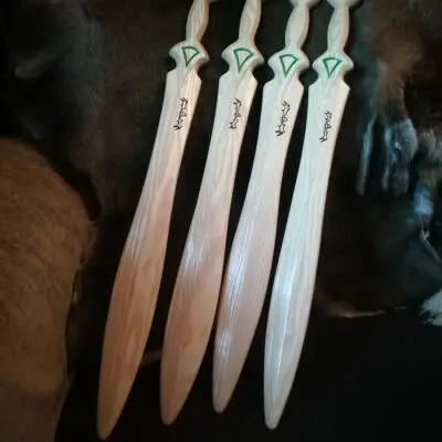 Celtic wooden leaf blade sword