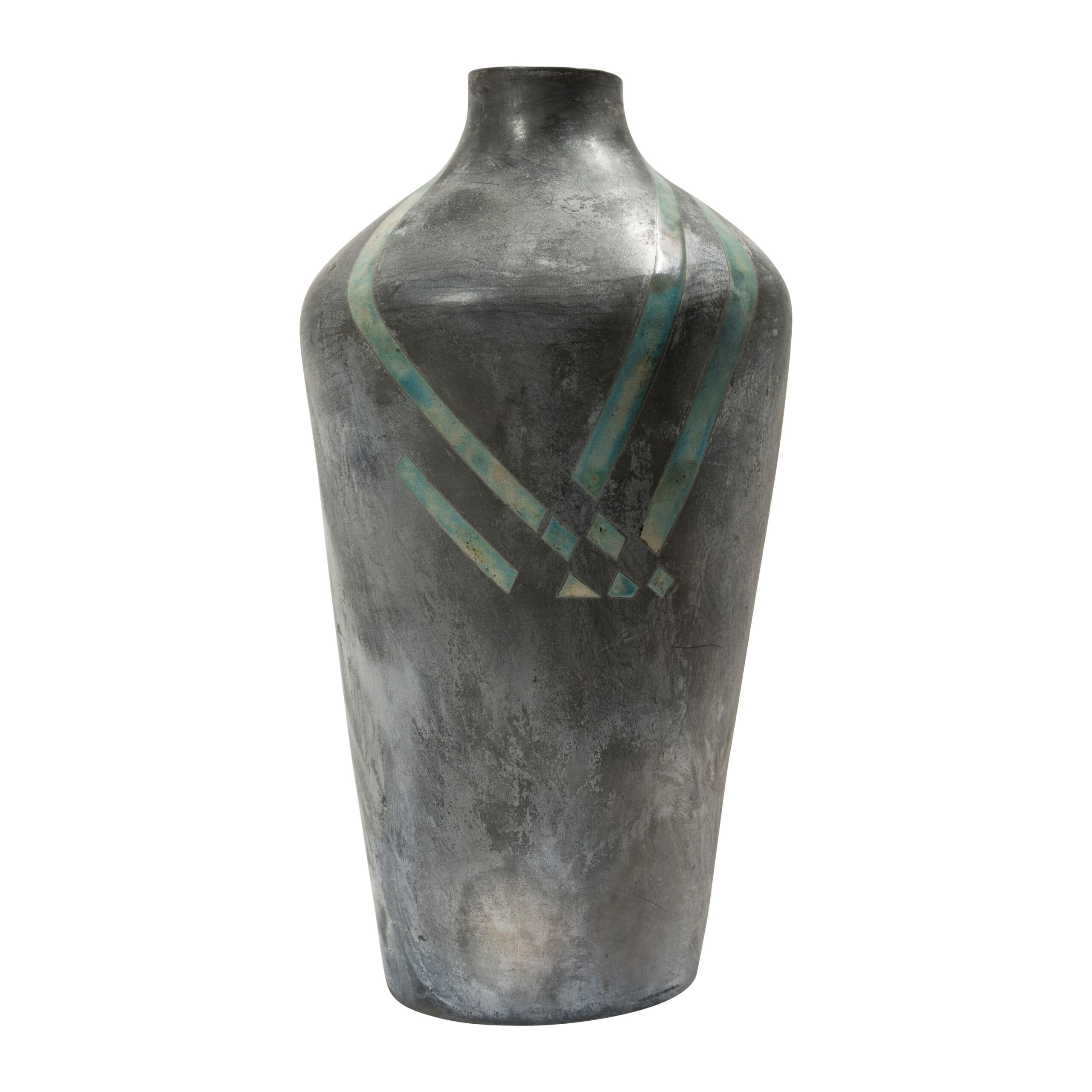 Raku fired vase, 70 cm x 20cm, Burnished white stoneware clay - Irish Hands