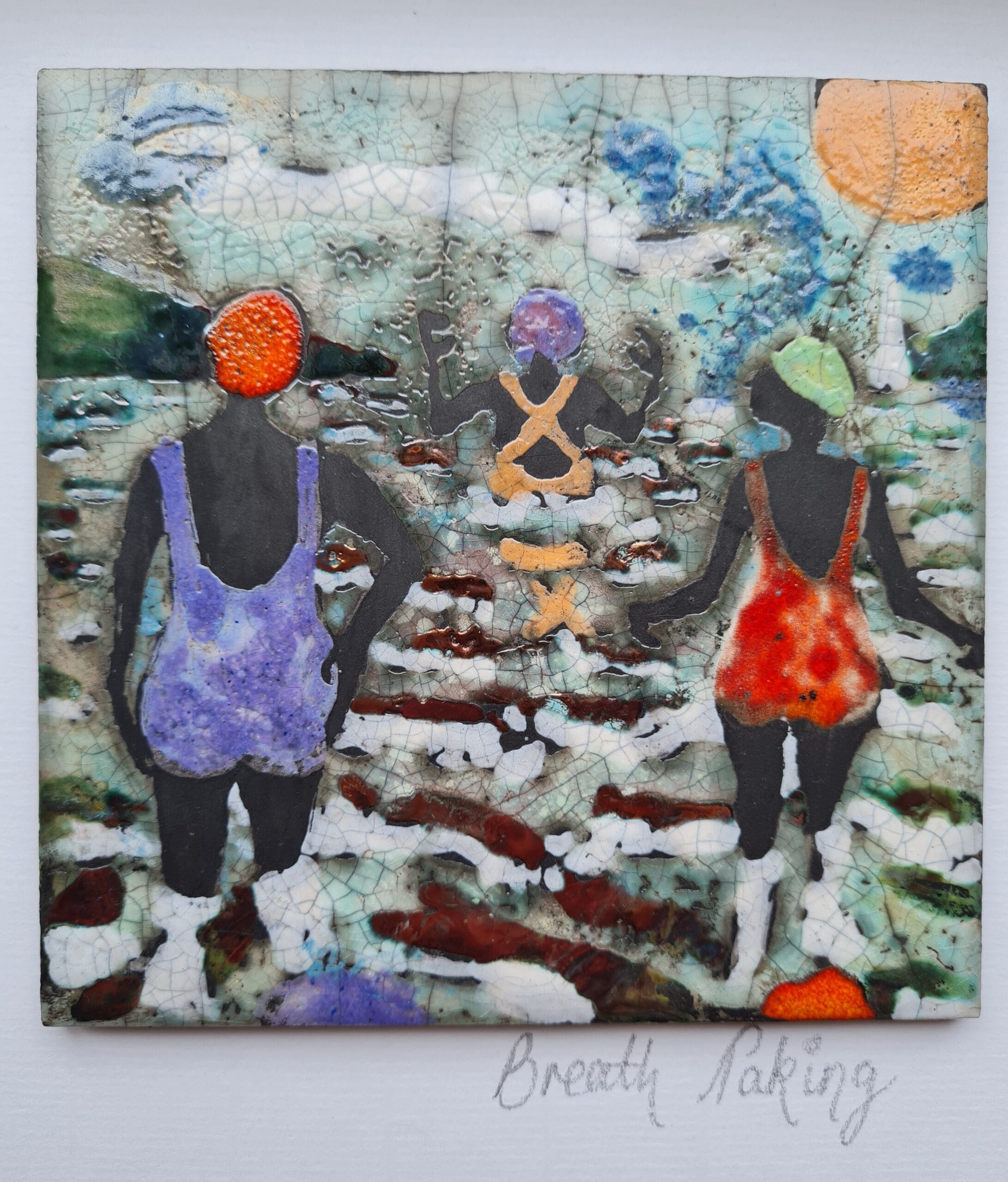 Irish handmade Raku Art - Sea Swimming - Irish Hands