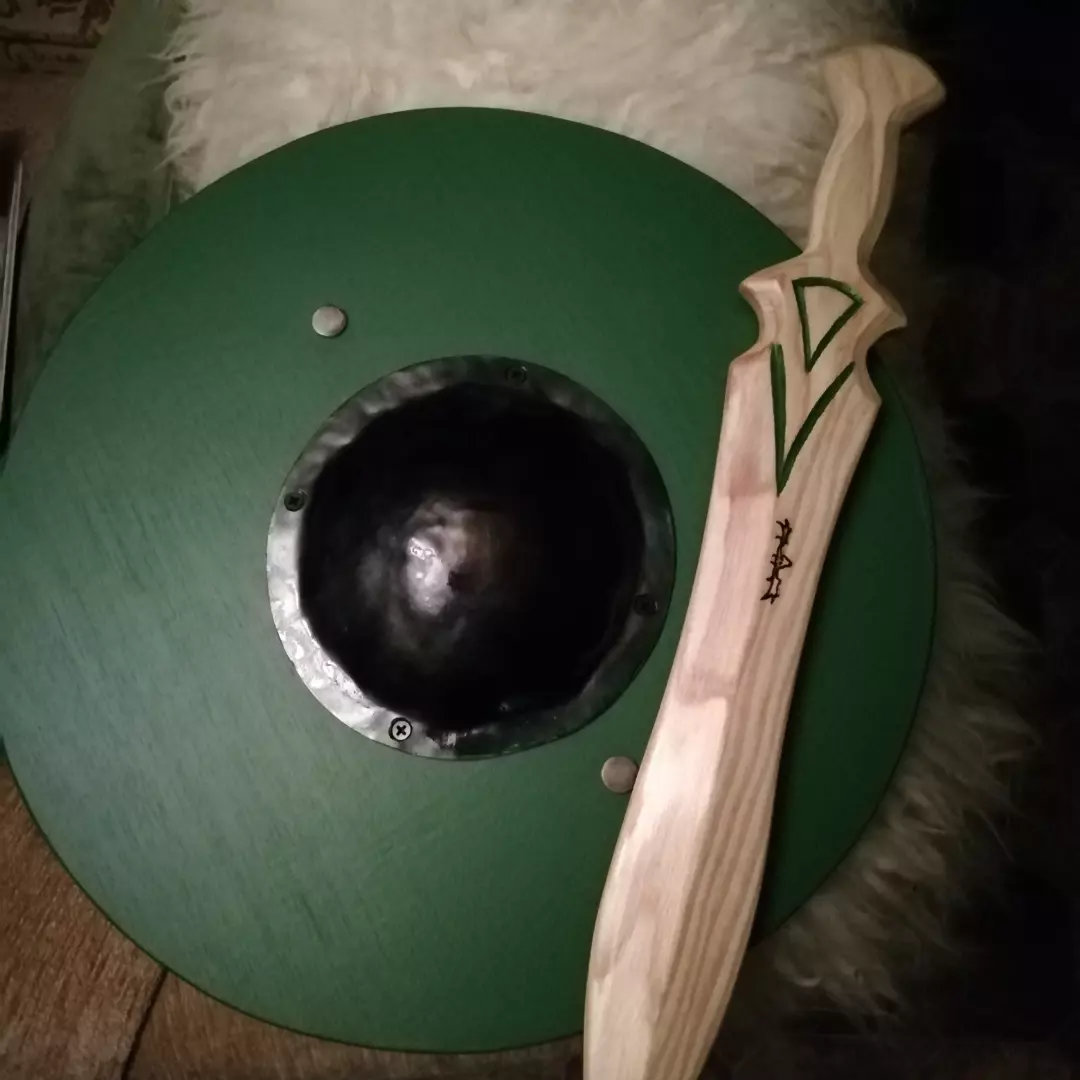 Children's wooden sword and shield set